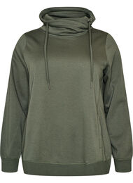 Sweatshirt med h&oslash;j krave og lommer, Gr&oslash;n