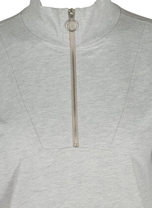 Meleret sweatshirt med lynlås, Light Grey Melange, Packshot image number 2