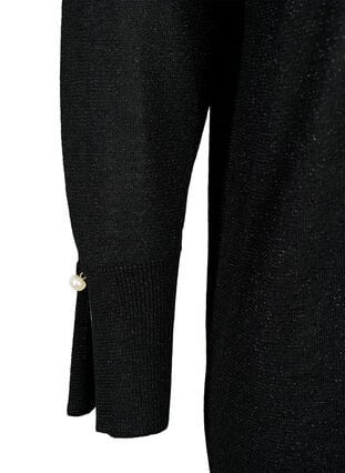 Viskose strikkjole med glimmer og slids, Black w. DTM Lurex, Packshot image number 3