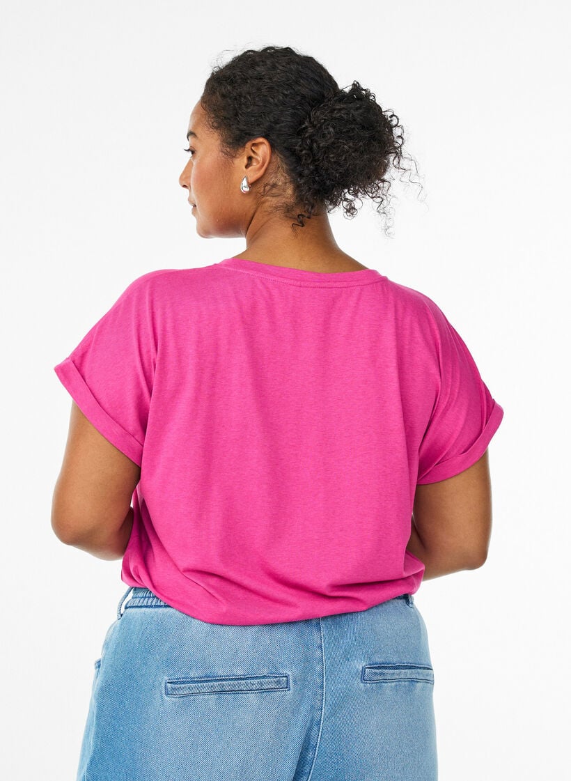 Kort&aelig;rmet t-shirt i bomuldsblanding, Lyser&oslash;d, Model image number 2