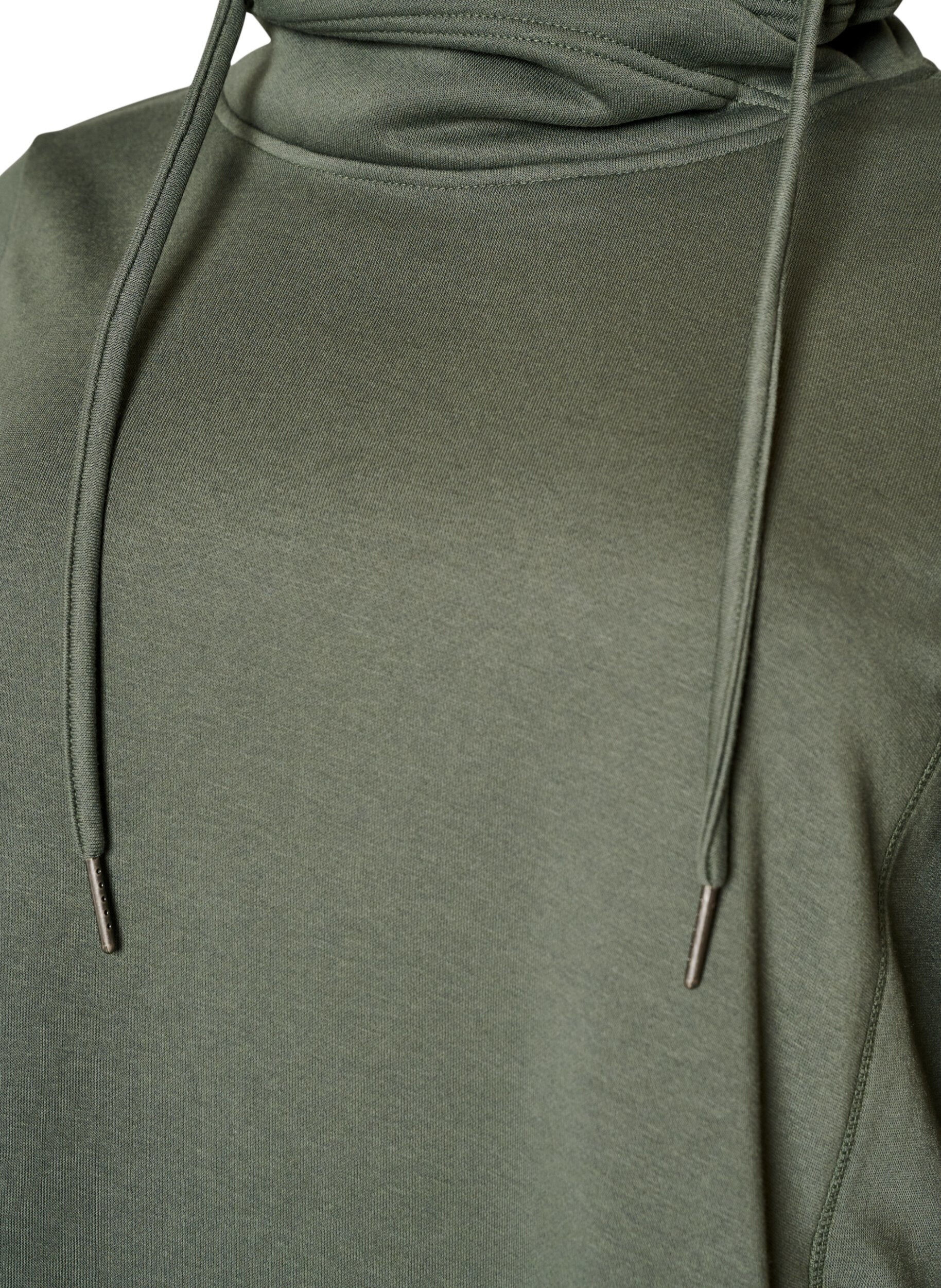 ZizziSweatshirt med h&oslash;j krave og lommer, Gr&oslash;n, Packshot image number 2