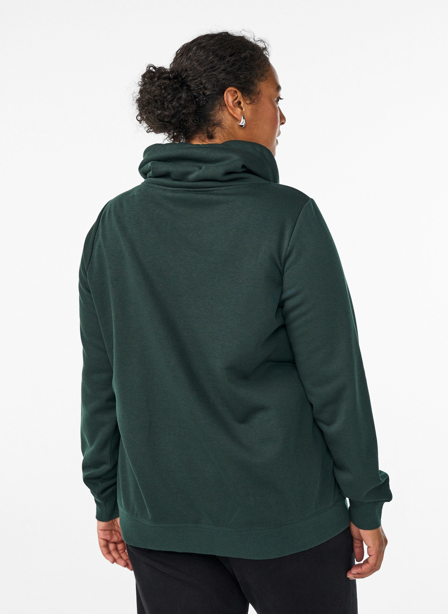 ZizziSweatshirt med h&oslash;j krave og lommer, Gr&oslash;n, Model image number 2