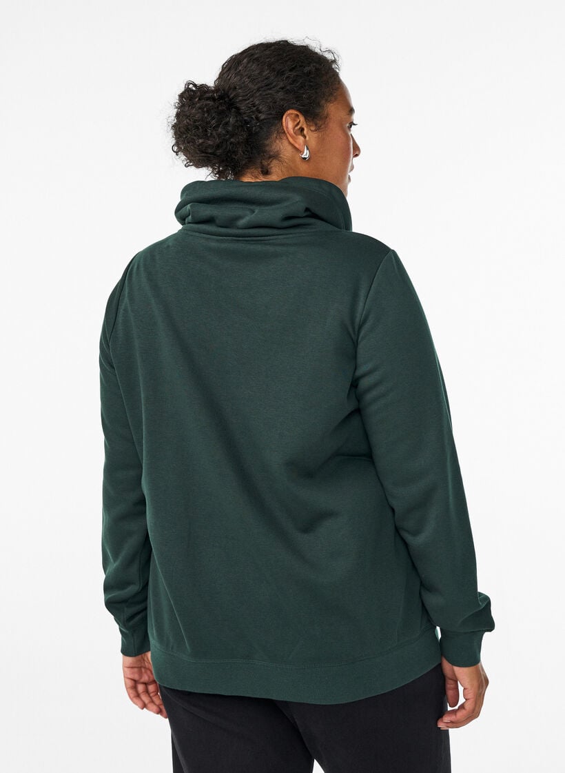 Sweatshirt med h&oslash;j krave og lommer, Gr&oslash;n, Model image number 2