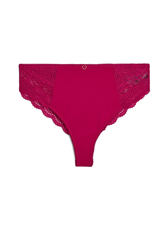 Microfiber brazilian trusse med blonder, Boysenberry, Packshot image number 0