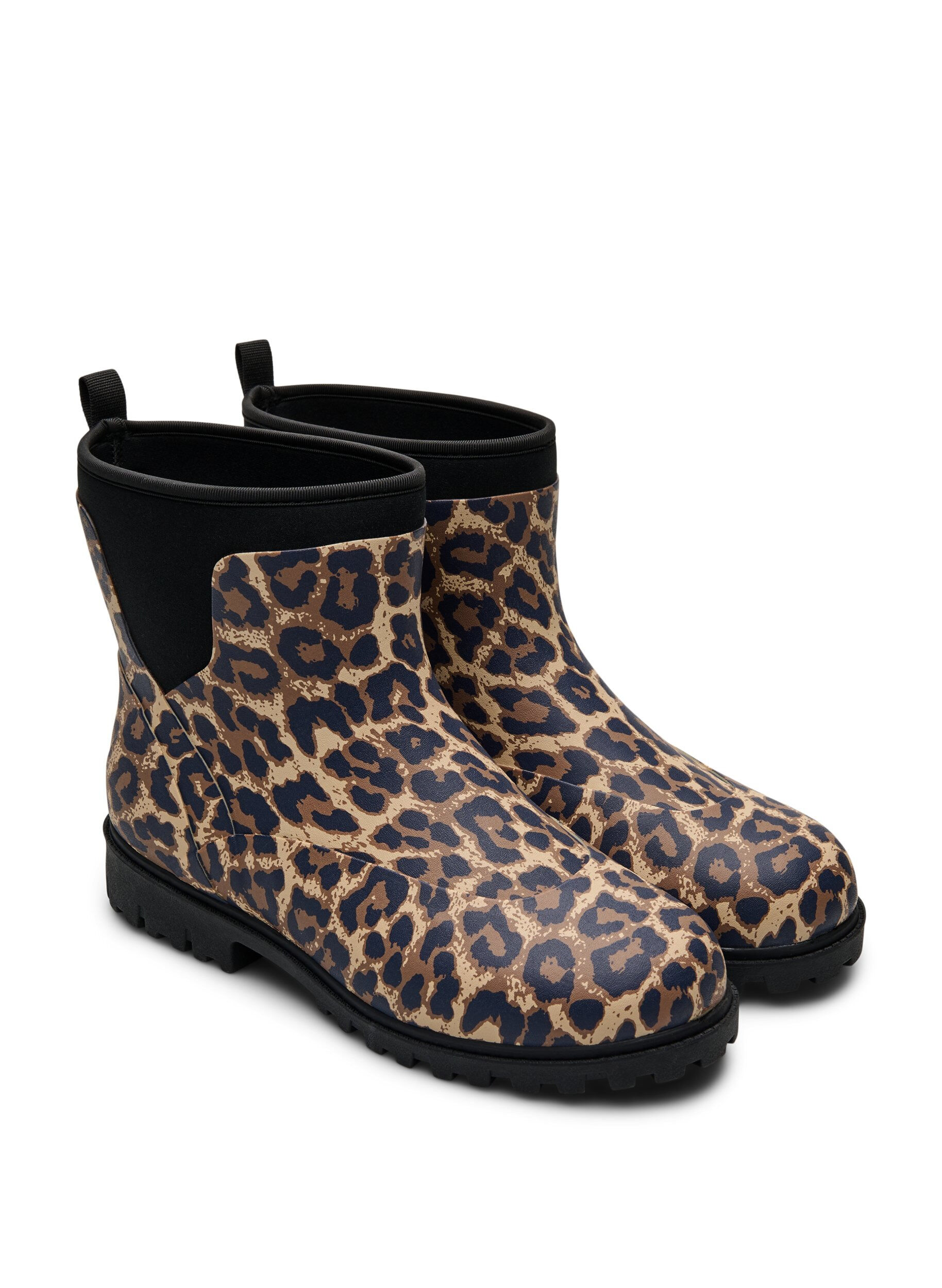 Zizzi Wide fit - Kort gummist&oslash;vle med elastisk neopren skaft, Leopard AOP, Packshot image number 1