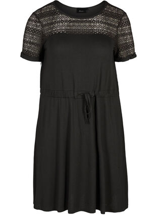 Kjole med korte ærmer, Black, Packshot image number 0