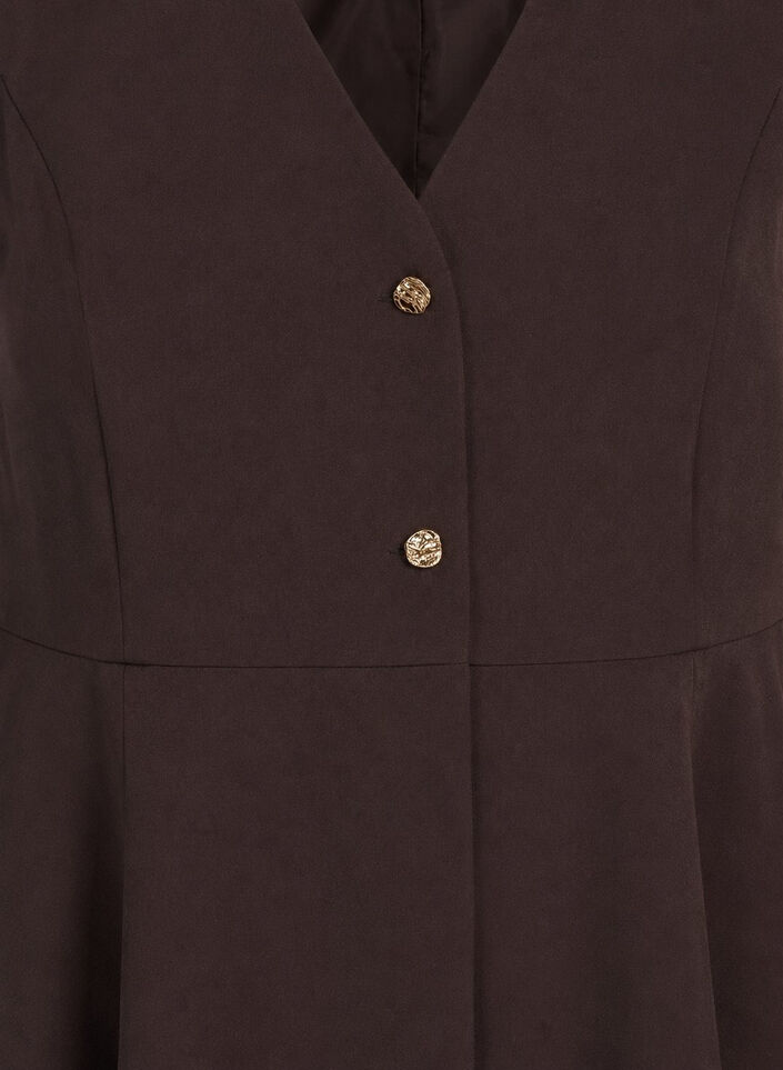 N&aring;lestribet vest med peplum, Brun, Packshot image number 2