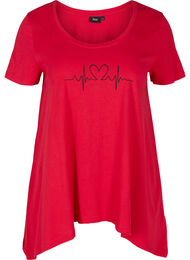 Kortærmet bomulds t-shirt med a-form, Lipstick Red HEART