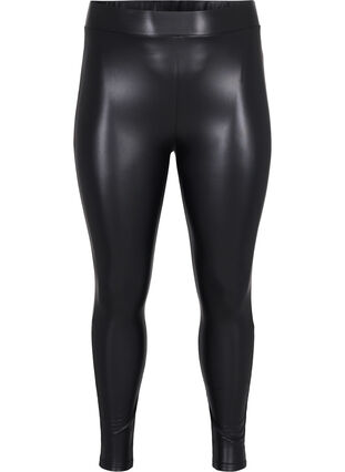 Stretchy coated leggings, Black, Packshot image number 0