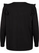 Langærmet bluse med flæsedetaljer, Black, Packshot image number 1