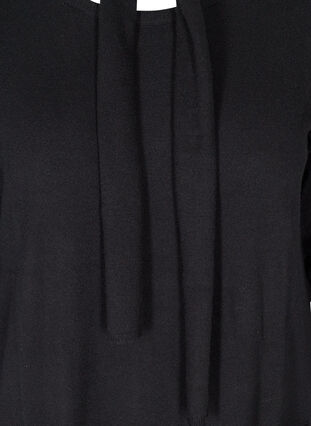 Langærmet strikkjole med lommer, Black, Packshot image number 2
