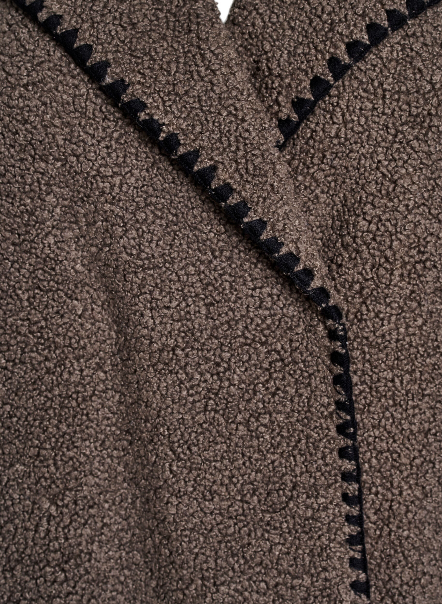 ZizziTeddyjakke med kontrastdetaljer, Brun, Packshot image number 2