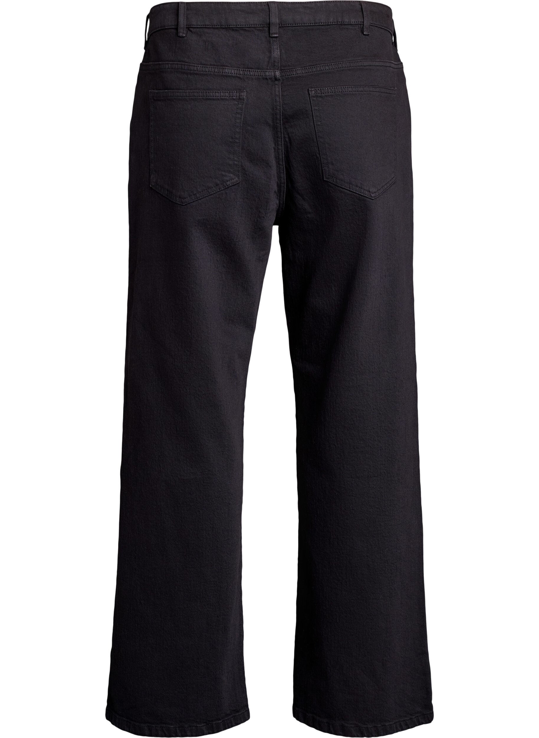 Zizzi Wide leg jeans med h&oslash;j talje, Sort, Packshot image number 1