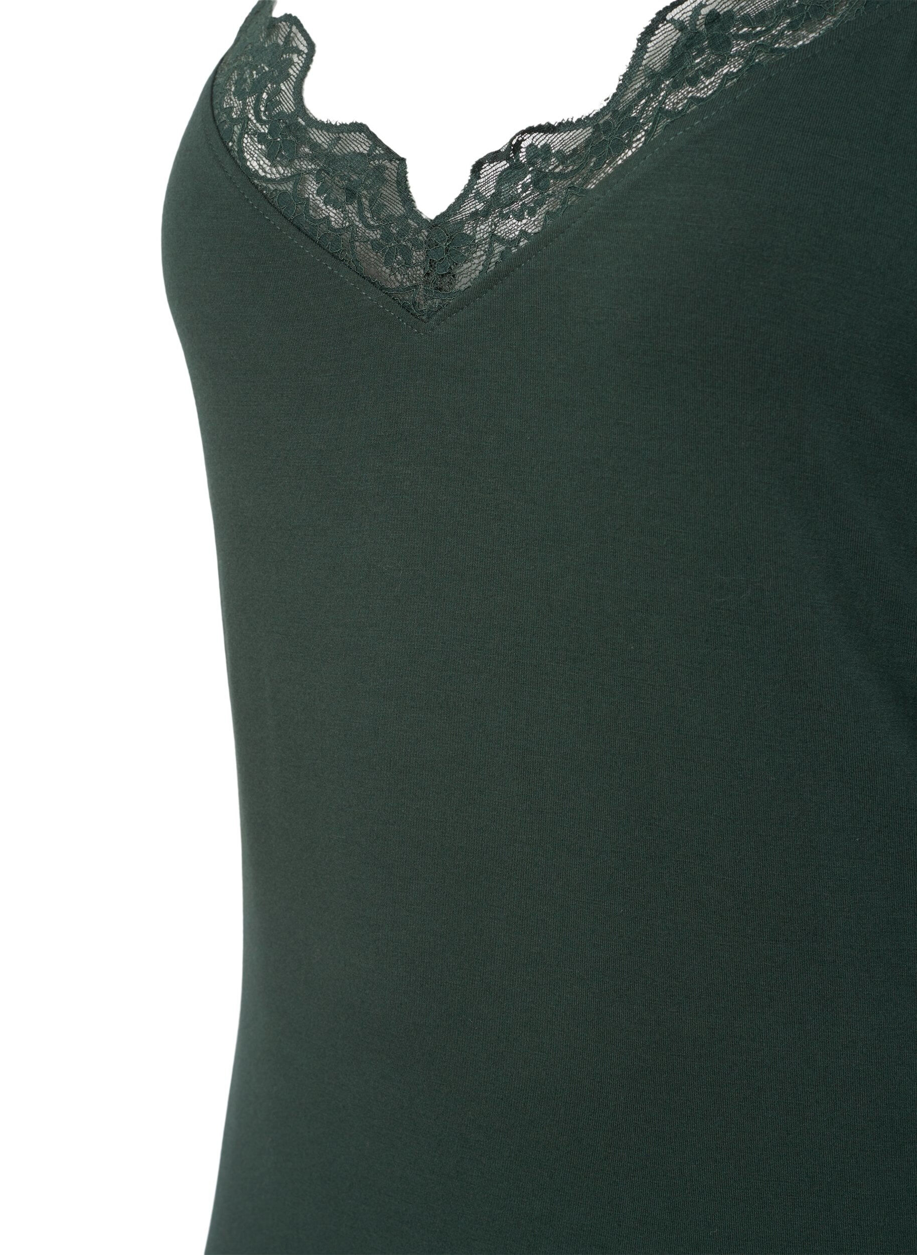 Zizzi Natkjole med blondekant i viskose, Gr&oslash;n, Packshot image number 2