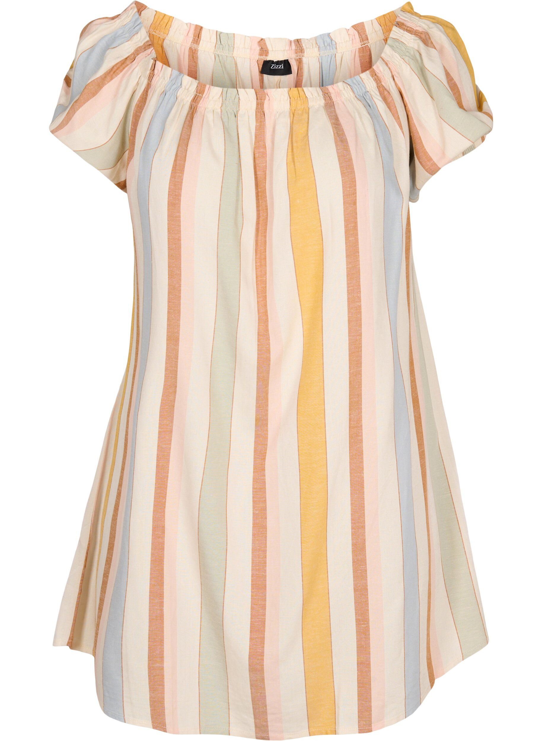 Zizzi Off-shoulder strand tunika, Striped Jaquard, Packshot image number 0