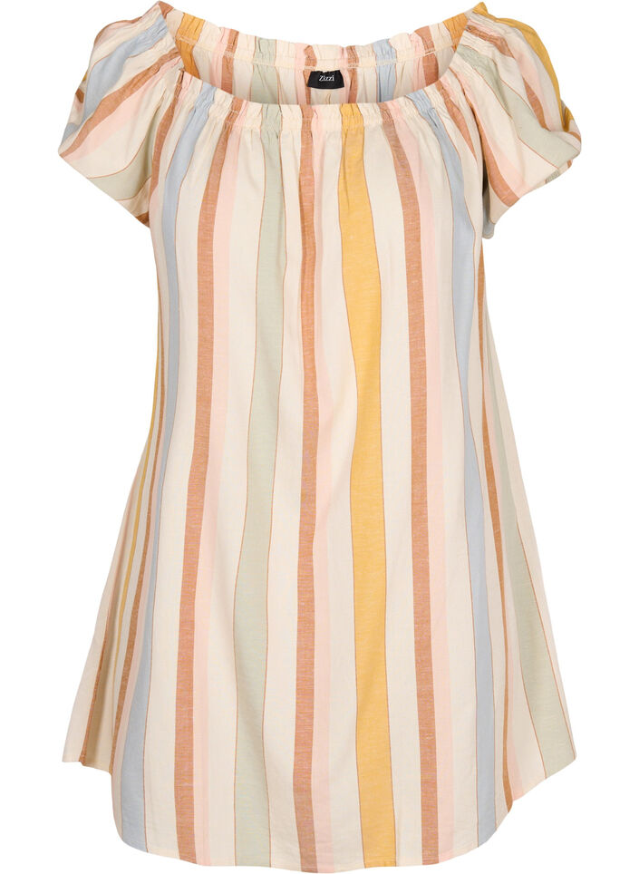 Off-shoulder strand tunika, Striped Jaquard, Packshot image number 0