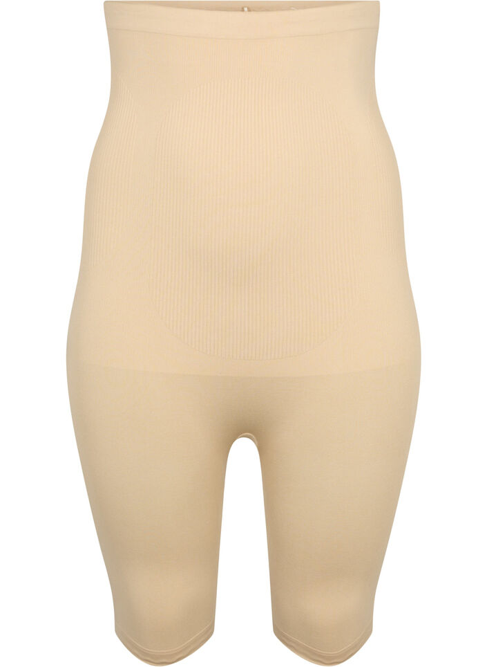 Højtaljede shapewear shorts, Beige, Packshot image number 0