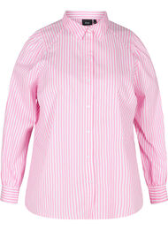 Stribet skjorte i bomuld, White/ Pink Stripe