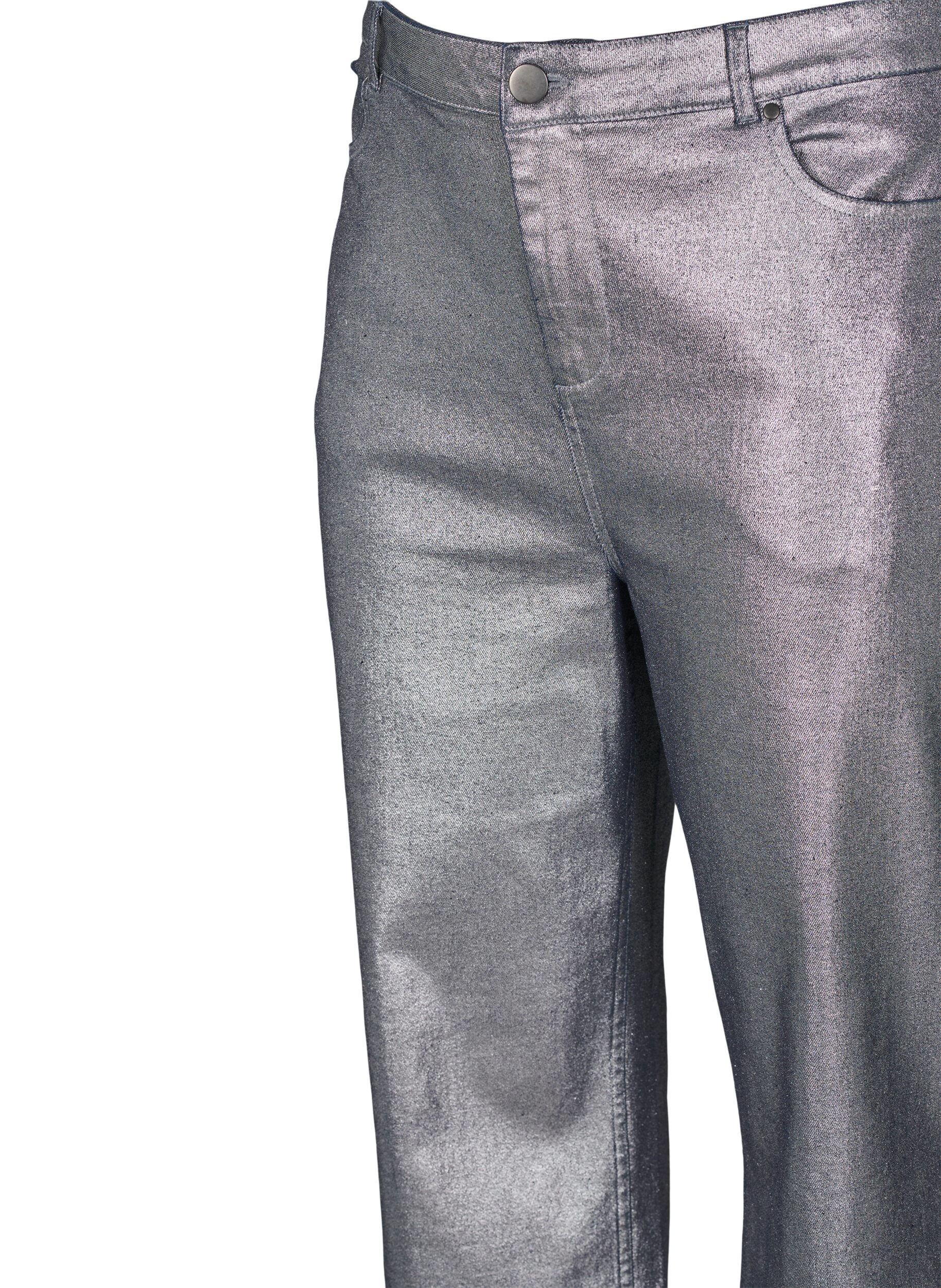 Zizzi S&oslash;lv coatede jeans med h&oslash;j talje, Gun Silver , Packshot image number 2