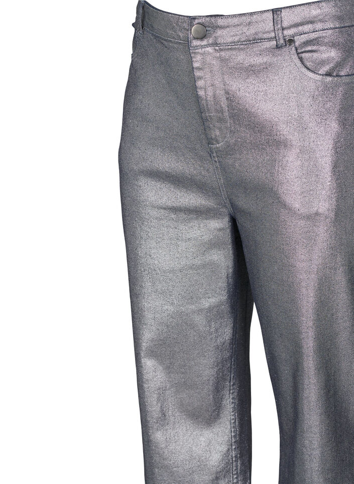 Sølv coatede jeans med høj talje, Gun Silver , Packshot image number 2