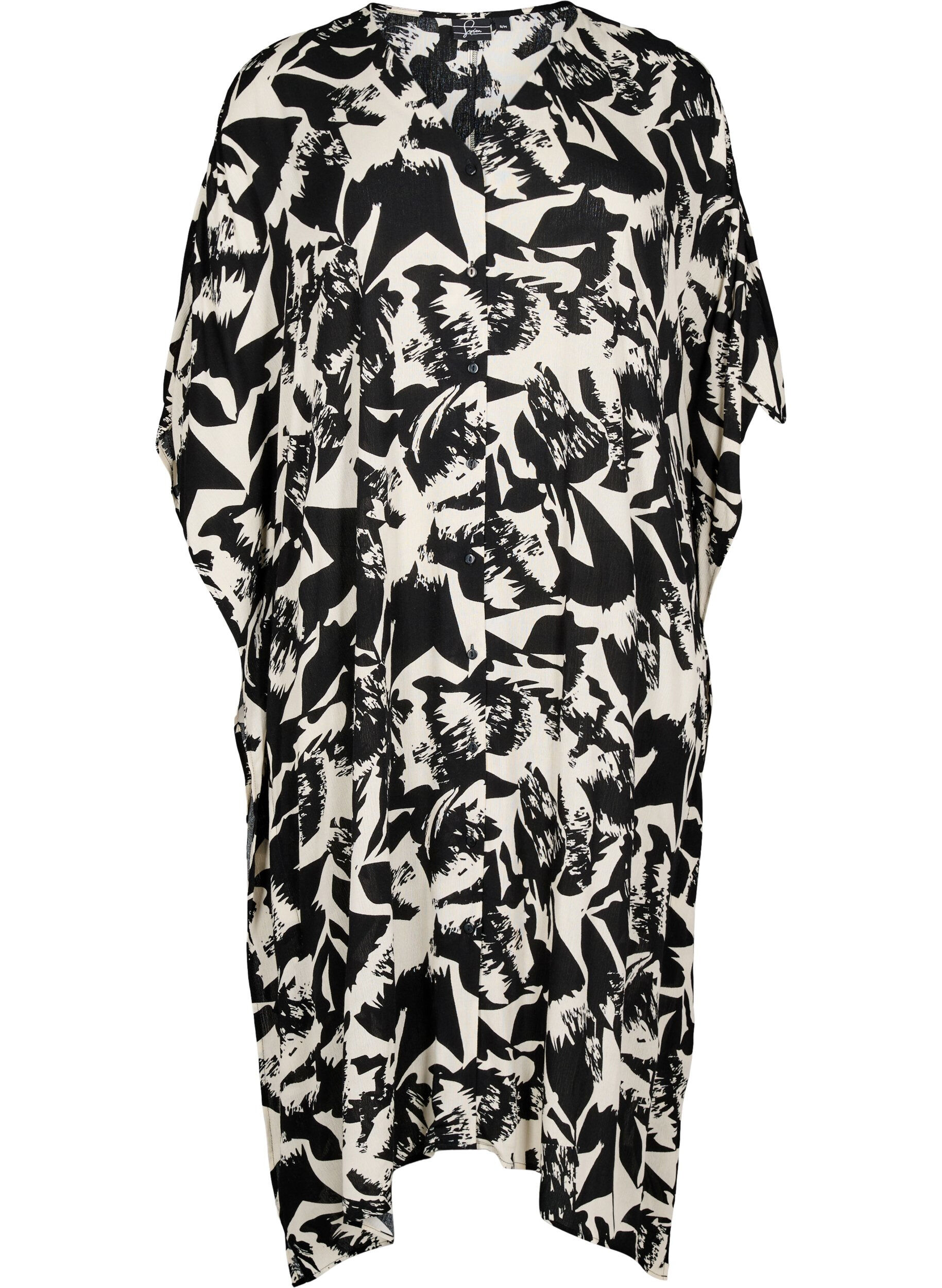 Zizzi Kaftan strandkjole med knapper, Beige, Packshot image number 0