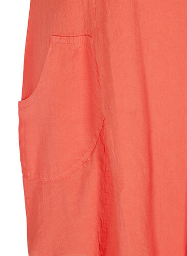 Kortærmet kjole i bomuld, Hot Coral, Packshot image number 3
