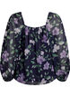 Chiffonbluse med blomster og lange &aelig;rmer , Bl&aring;, Packshot image number 1