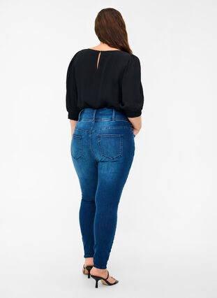Super slim Bea jeans med ekstra høj talje, Blue denim, Model image number 1