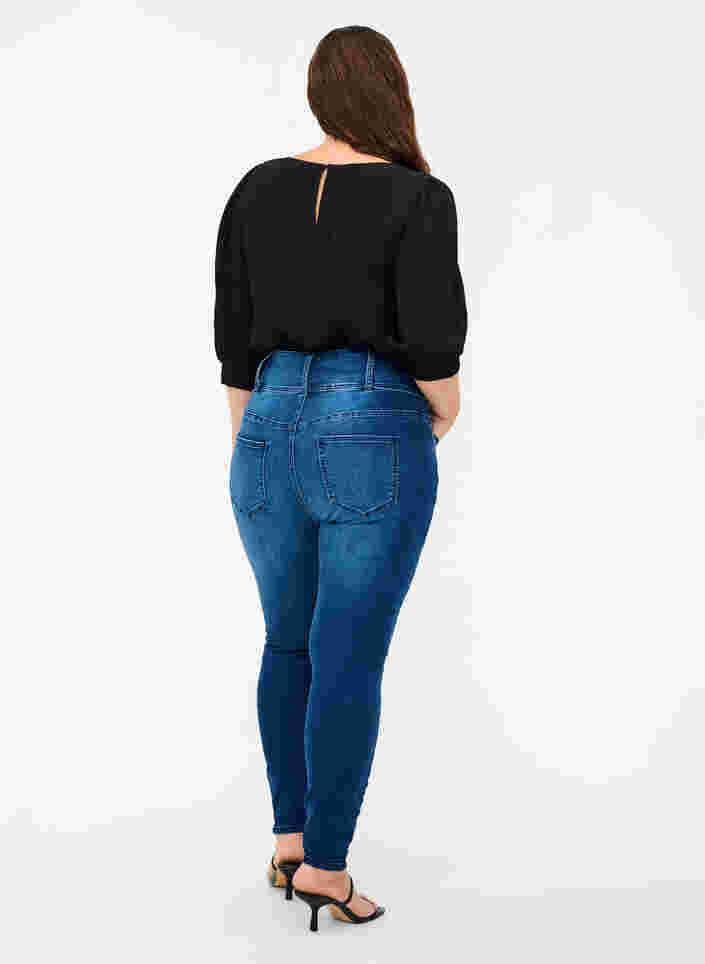 Super slim Bea jeans med ekstra høj talje, Blue denim, Model