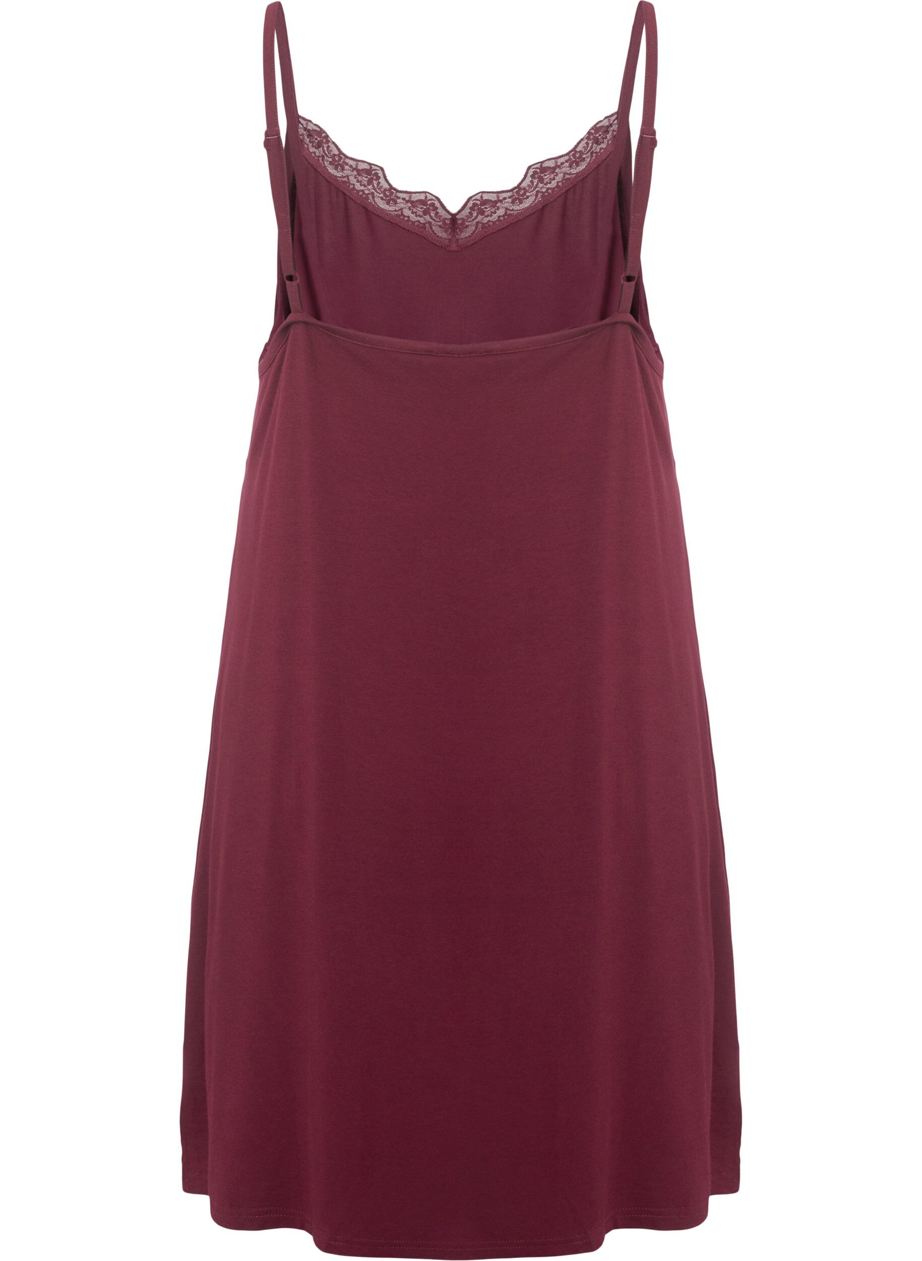 Zizzi Natkjole med blondekant i viskose, R&oslash;d, Packshot image number 1