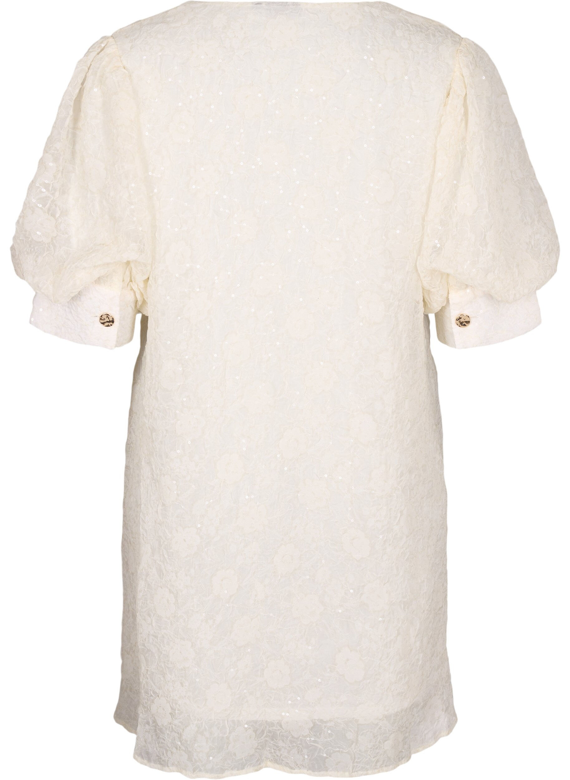 Zizzi Kort festkjole med pailletter, Vanilla, Packshot image number 1