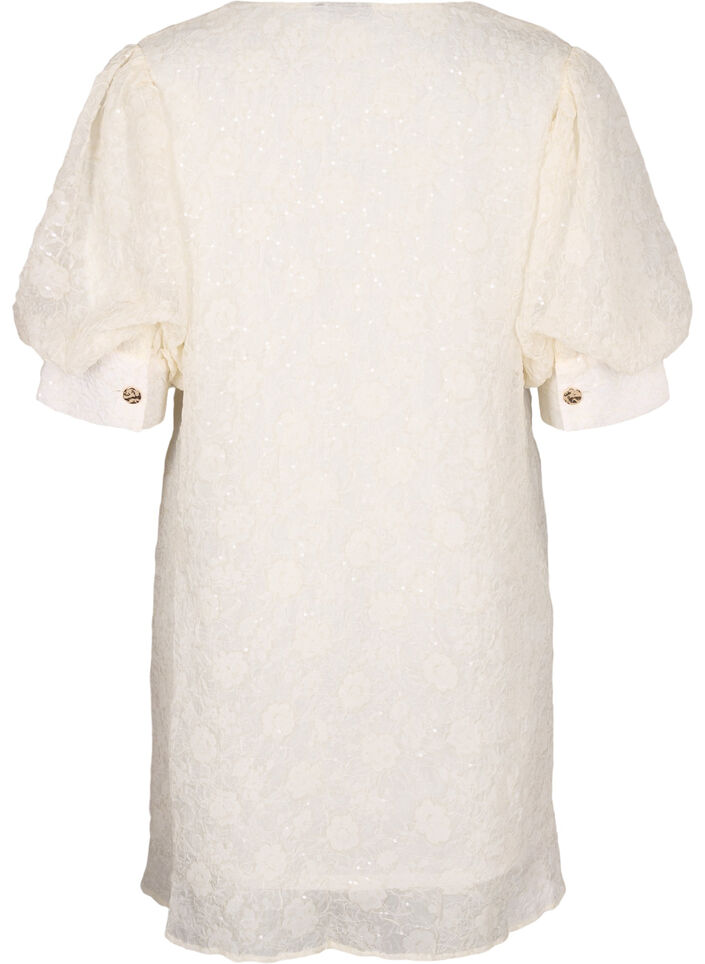 Kort festkjole med pailletter, Vanilla, Packshot image number 1