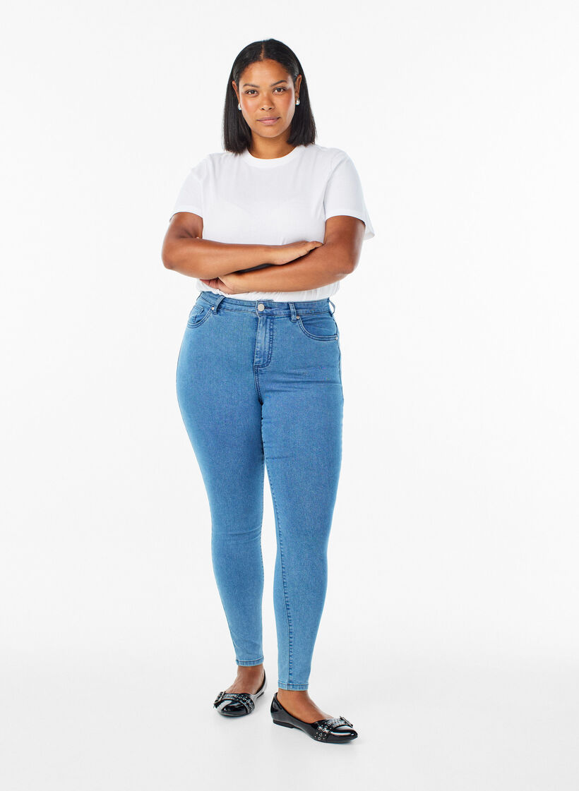 Amy jeans med h&oslash;j talje og super slim fit, Bl&aring;, Model image number 0