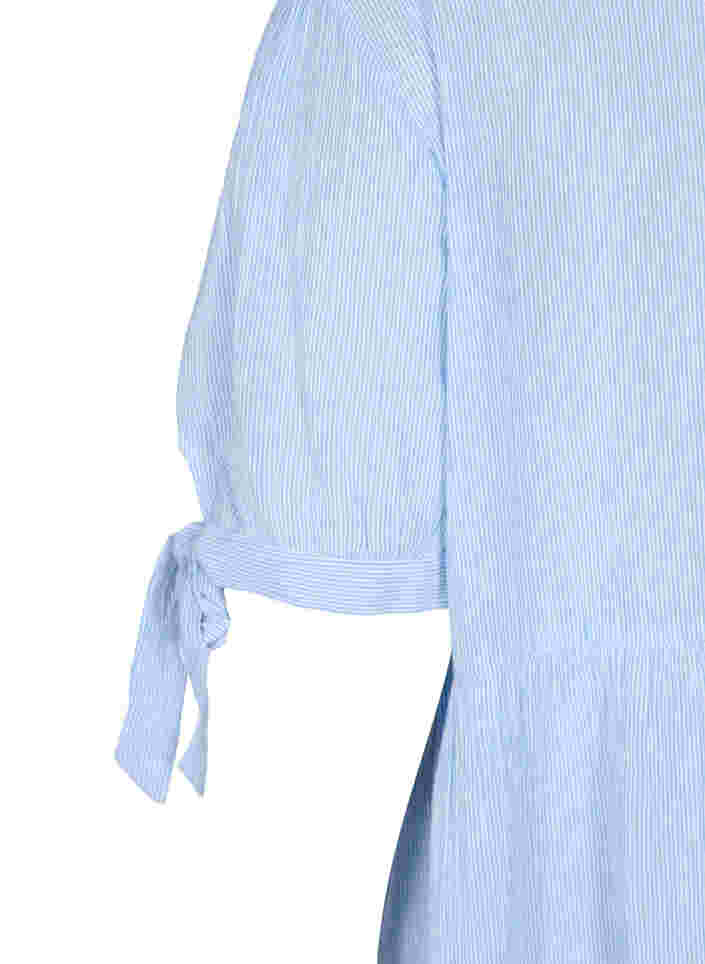Stribet skjortekjole i bomuld , Blue Stripe, Packshot image number 3