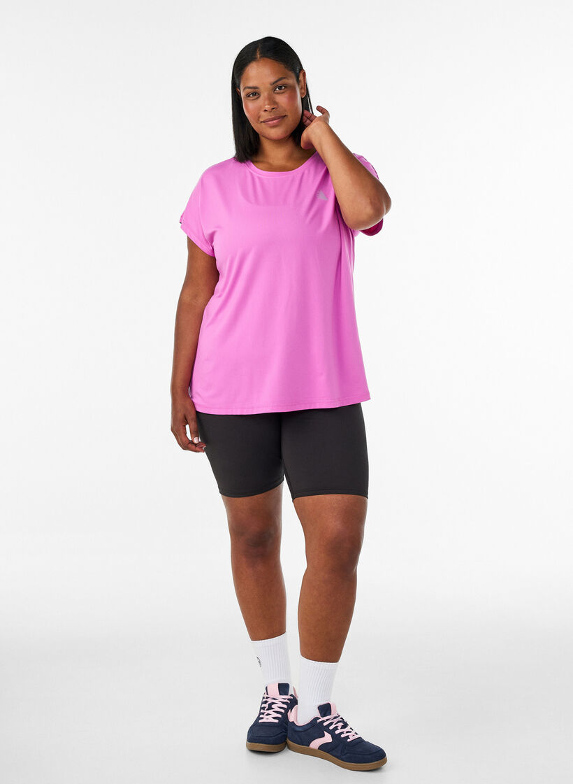 Ensfarvet tr&aelig;nings t-shirt, Lilla, Model image number 1