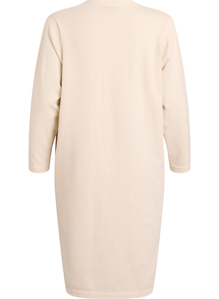 Lang, &aring;ben cardigan med lommer, Beige, Packshot image number 1