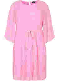 Plissé kjole med bindebånd, Pink Ditzy Flower