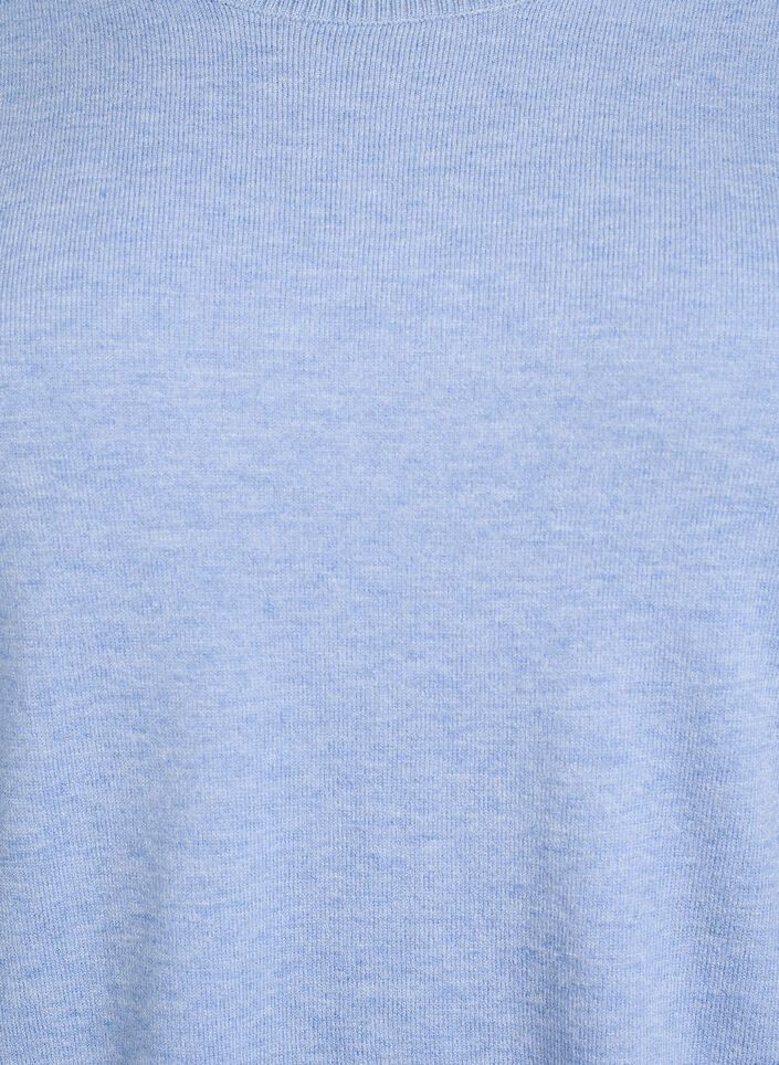 Strikbluse med rund hals, Bl&aring;, Packshot image number 2