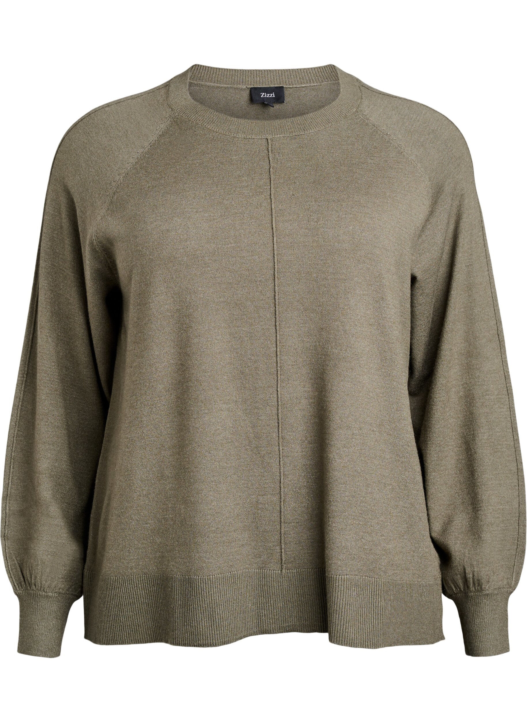 Strikbluse med midters&oslash;m og raglan&aelig;rmer