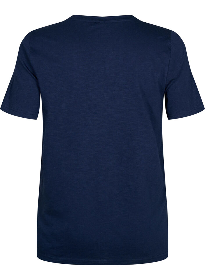 Kort&aelig;rmet basis t-shirt med v-hals, Bl&aring;, Packshot image number 1