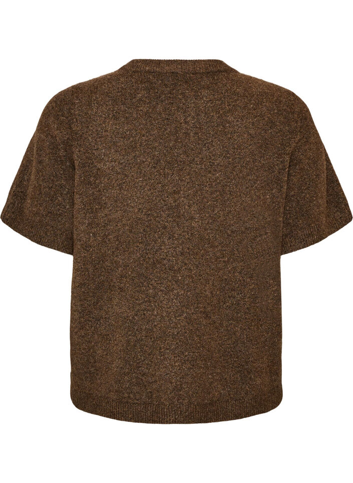 Strik cardigan med korte &aelig;rmer, Brun, Packshot image number 1