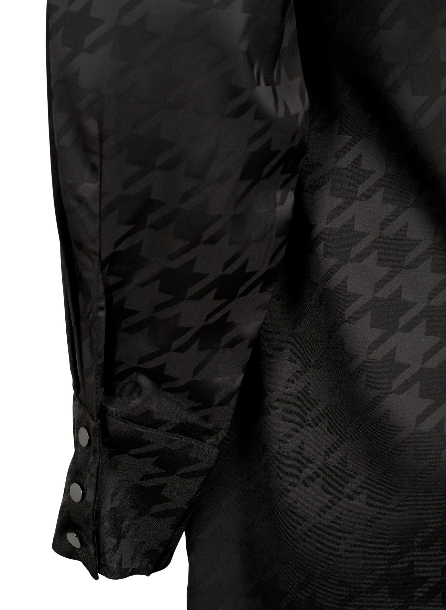 Zizzi Lang skjorte med houndstooth m&oslash;nster, Black, Packshot image number 4