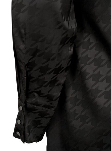 Lang skjorte med houndstooth mønster, Black, Packshot image number 4