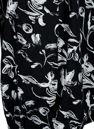 Kortærmet bomuldskjole med blomsterprint, Black W. AOP White, Packshot image number 3