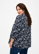 3/4 &aelig;rmet bluse i bomuld med print, Navy Blazer Leaf, Model image number 1