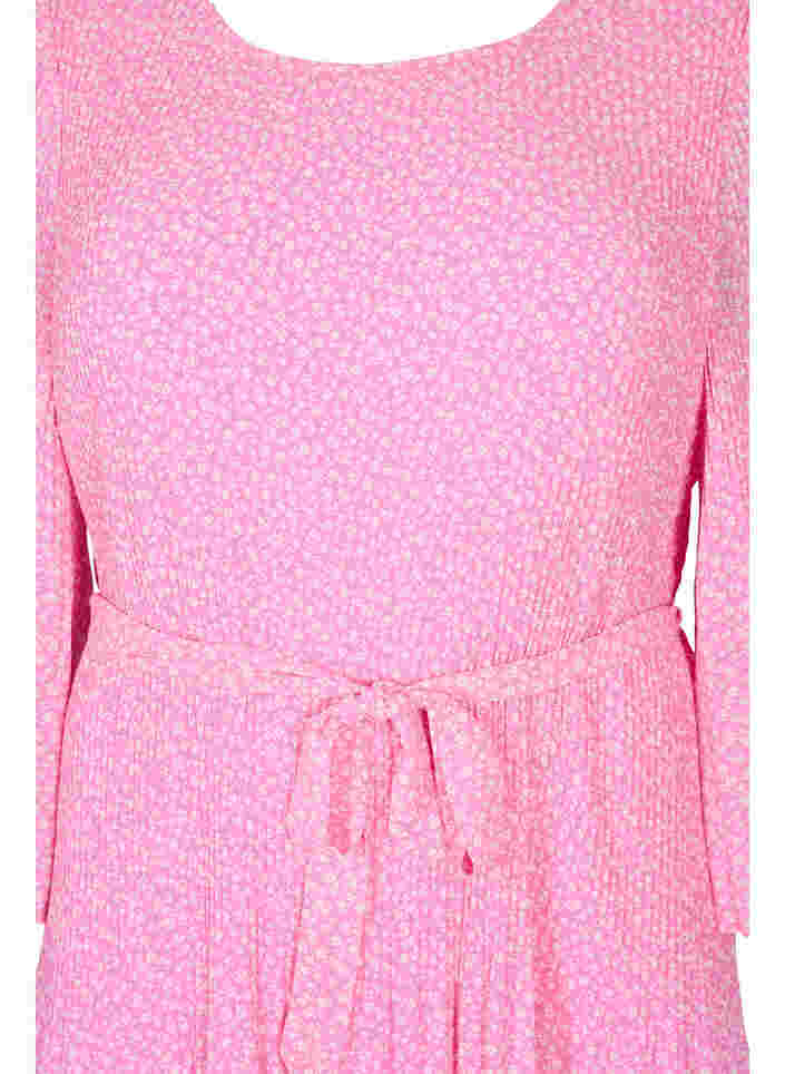 Plissé kjole med bindebånd, Pink Ditzy Flower, Packshot image number 2