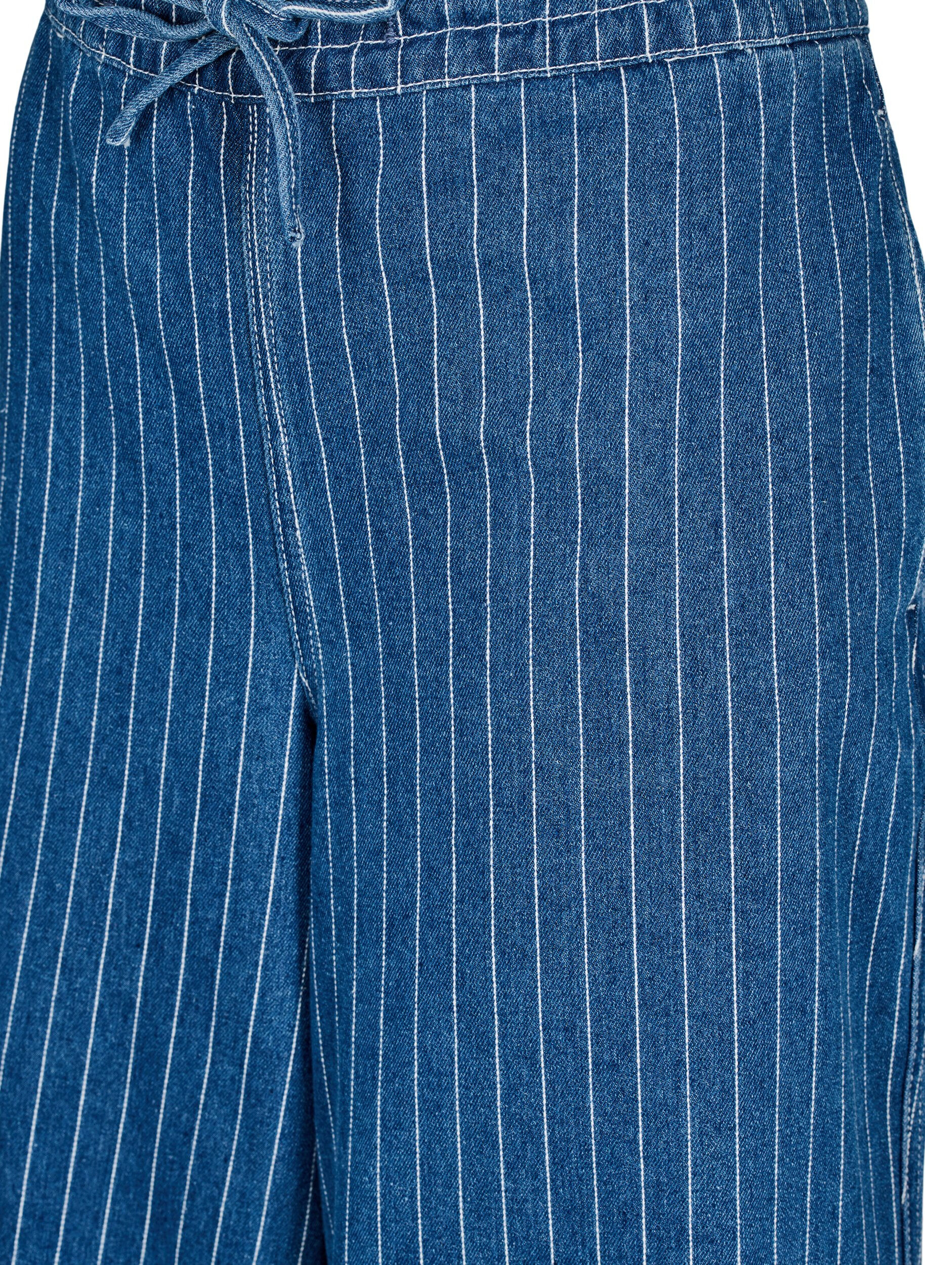 ZizziDenim jeans med brede ben og striber, Bl&aring;, Packshot image number 2