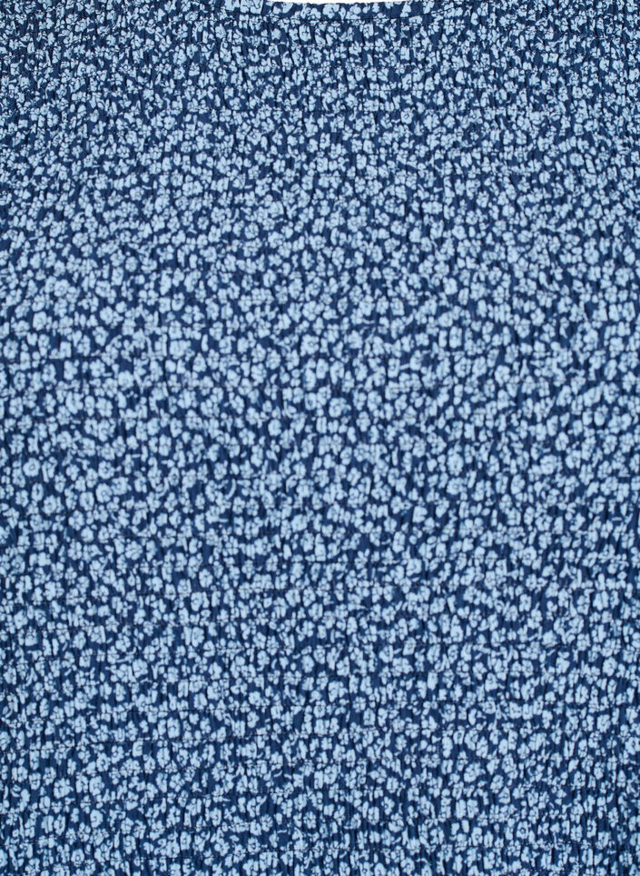 Bluse med smockoverdel og blomsterprint, Bl&aring;, Packshot image number 2