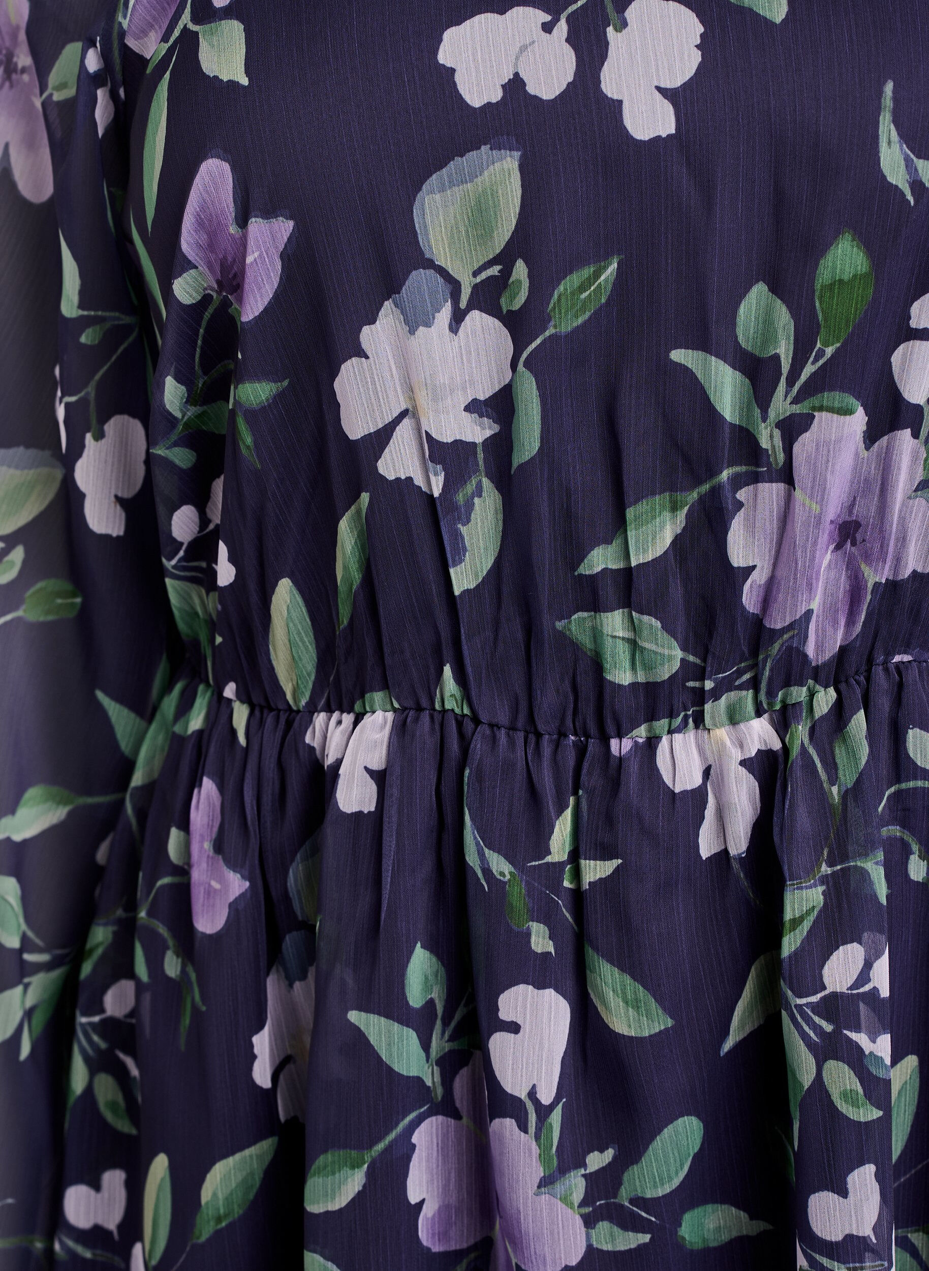 ZizziFestkjole i chiffon med lange &aelig;rmer, Bl&aring;, Packshot image number 2