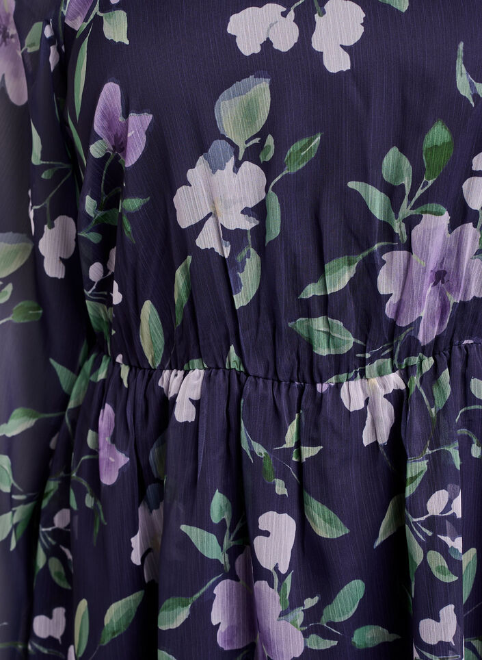 Festkjole i chiffon med lange &aelig;rmer, Bl&aring;, Packshot image number 2